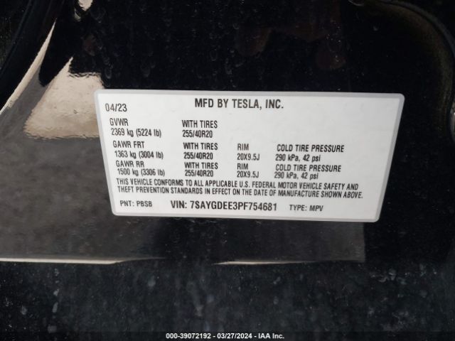 2023 TESLA MODEL Y 7SAYGDEE3PF754681 Photo 8