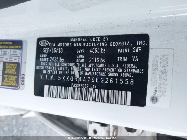 5XXGR4A79EG261558 KIA OPTIMA SX