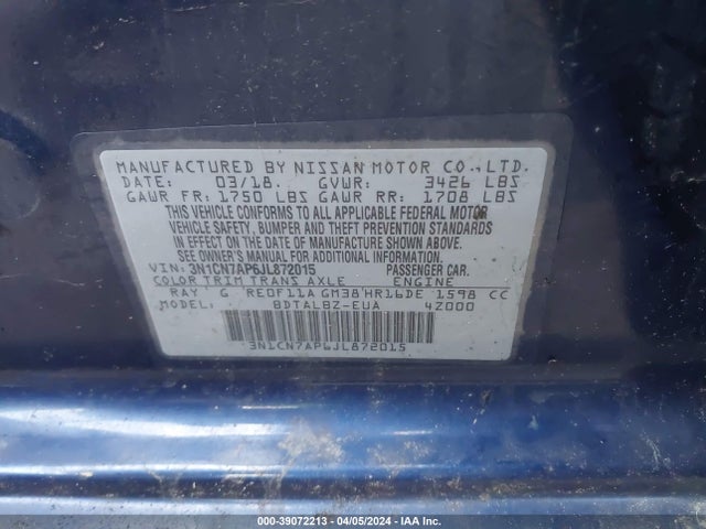Nissan Versa 1.6 Sv 2018 3N1CN7AP6JL872015 Image 9