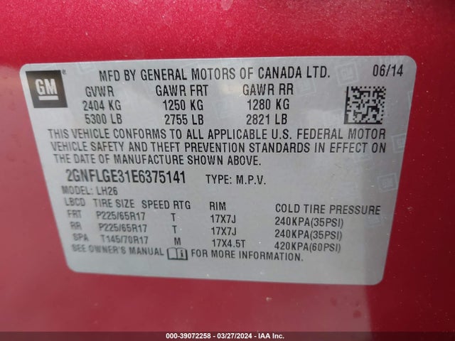 Chevrolet Equinox 2lt 2014 2GNFLGE31E6375141 Image 9