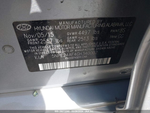 Hyundai SONATA SE 2016 5NPE24AF4GH340002 Image 9