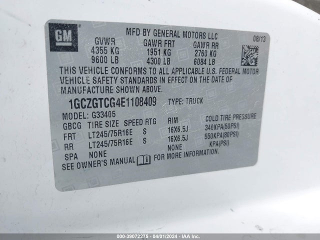 Chevrolet Express 3500 Work Van 2014 1GCZGTCG4E1108409 Image 9
