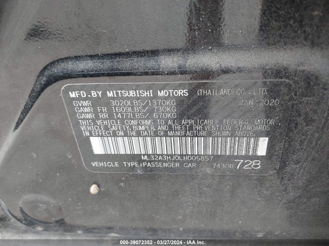 ML32A3HJ0LH005857 Mitsubishi MIRAGE SE
