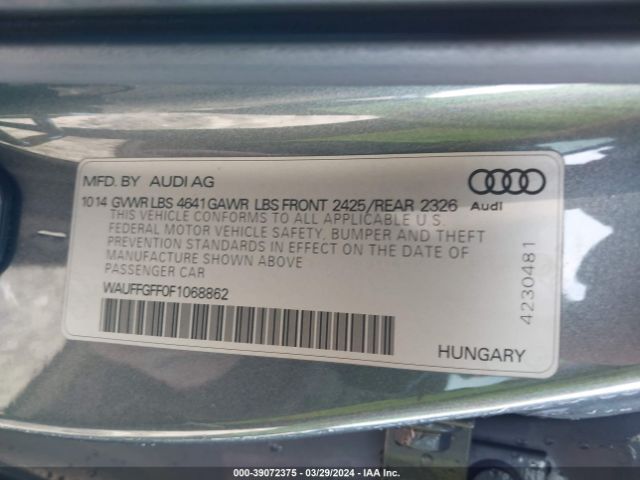 WAUFFGFF0F1068862 Audi S3 2.0t Premium Plus