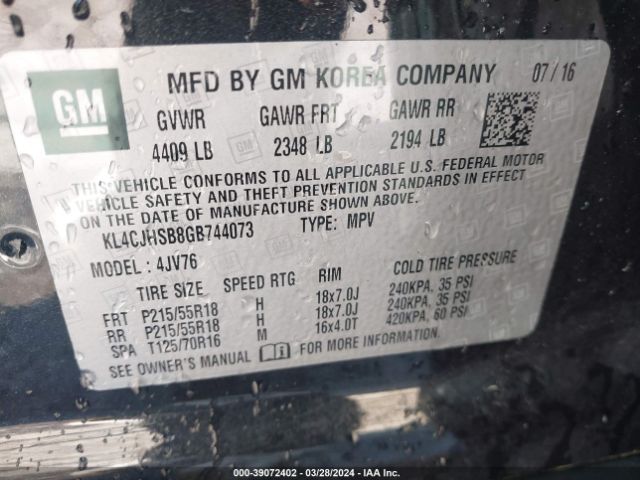 KL4CJHSB8GB744073 Buick Encore Premium