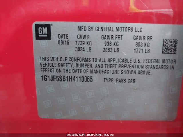 Chevrolet Sonic Premier Auto 2017 1G1JF5SB1H4110065 Image 9
