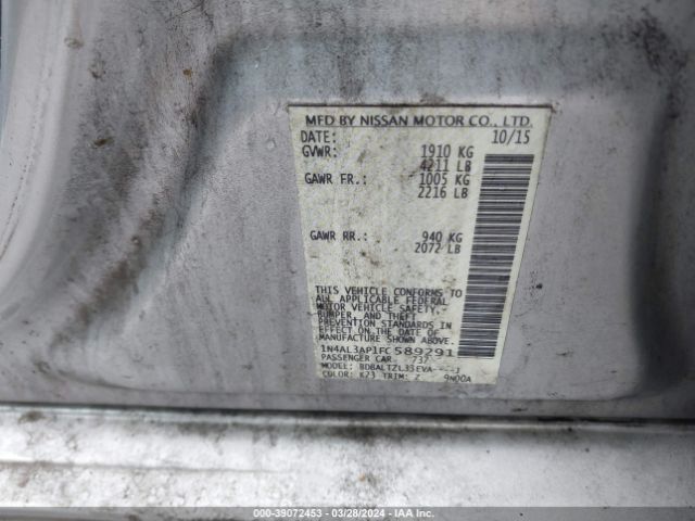 1N4AL3AP1FC589291 Nissan Altima 2.5 Sl