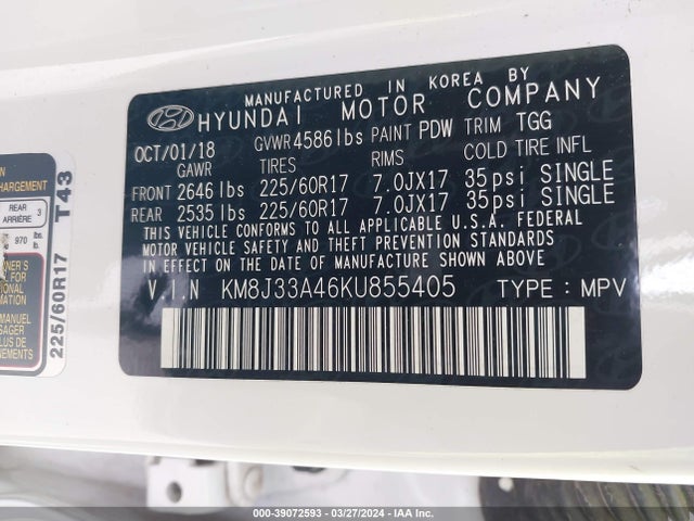 Hyundai Tucson Value 2019 KM8J33A46KU855405 Image 9