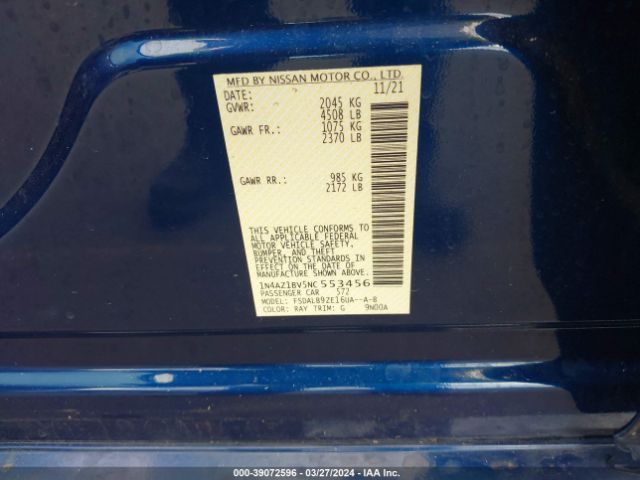 1N4AZ1BV5NC553456 Nissan Leaf S 40 Kwh