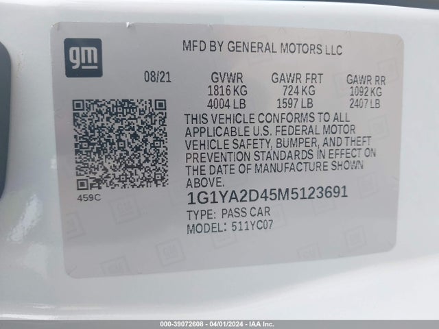 Chevrolet Corvette Stingray Rwd  1lt 2021 1G1YA2D45M5123691 Image 9