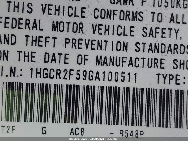 Honda Accord Sport 2016 1HGCR2F59GA100511 Image 9