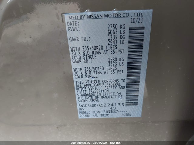 Nissan Pathfinder Platinum 4wd 2024 5N1DR3DK7RC224135 Image 9