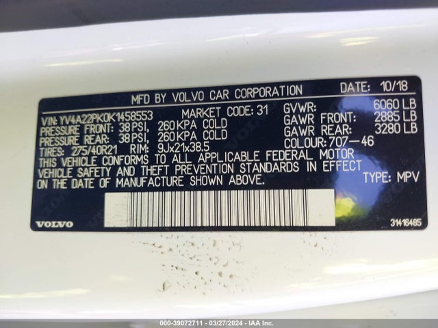 YV4A22PK0K1458553 Volvo Xc90 T6 Momentum