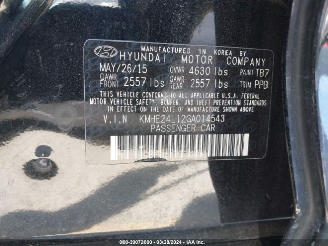 KMHE24L12GA014543 Hyundai Sonata Hybrid Se