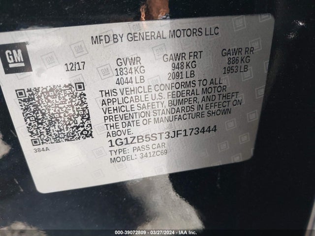 Chevrolet Malibu 1ls 2018 1G1ZB5ST3JF173444 Image 9