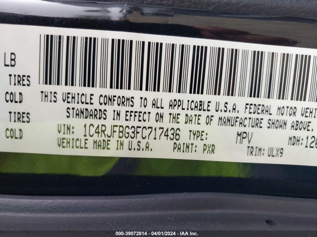 Jeep Grand Cherokee Limited 2015 1C4RJFBG3FC717436 Image 9