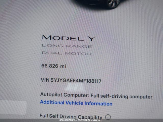 5YJYGAEE4MF188117 Tesla Model Y Long Range Dual Motor All-wheel Drive