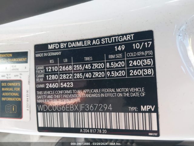 WDC0G6EBXJF367294 Mercedes-Benz Amg Glc 43 4matic
