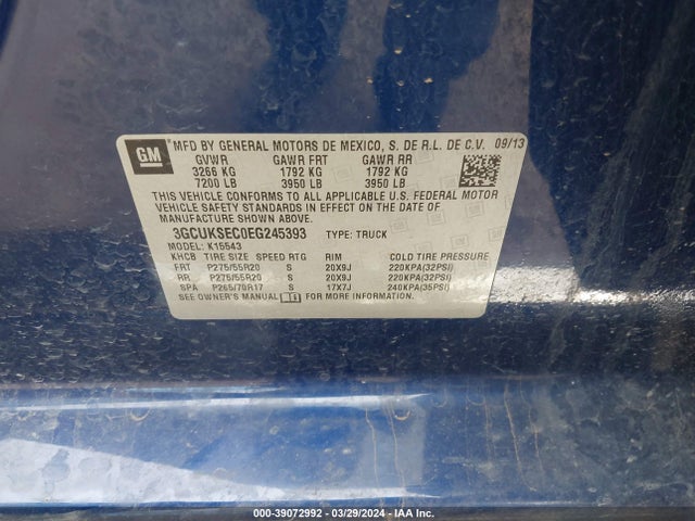 Chevrolet Silverado 1500 2lz 2014 3GCUKSEC0EG245393 Image 9