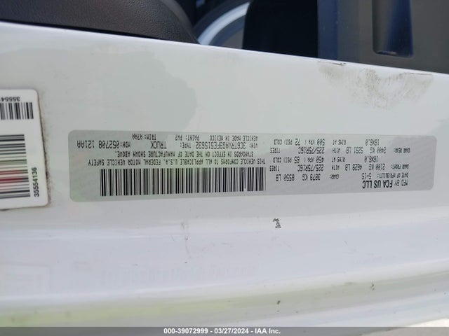 3C6TRVAG9FE515632 RAM Promaster 1500 Low Roof