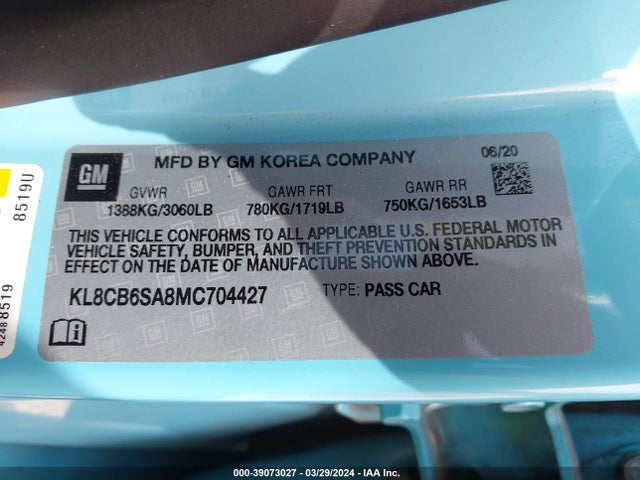 Chevrolet Spark Fwd Ls Automatic 2021 KL8CB6SA8MC704427 Image 9