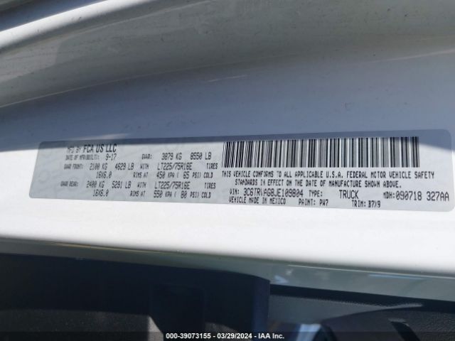 3C6TRVAG8JE109804 RAM Promaster 1500 Low Roof 136 Wb