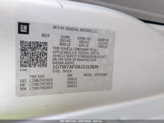 1GTW7AFG6J1313839 GMC Savana 2500 Work Van