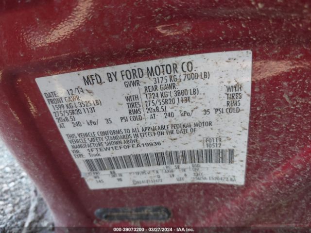 1FTEW1EF0FFA19936 Ford F-150 Platinum