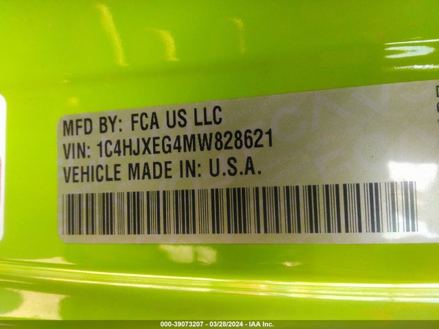 1C4HJXEG4MW828621 Jeep Wrangler Unlimited Sahara 4x4