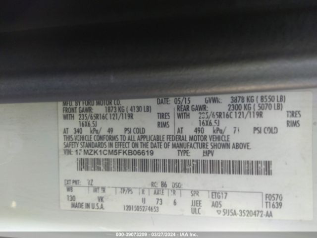 1FMZK1CM5FKB06619 Ford Transit-150 Xl
