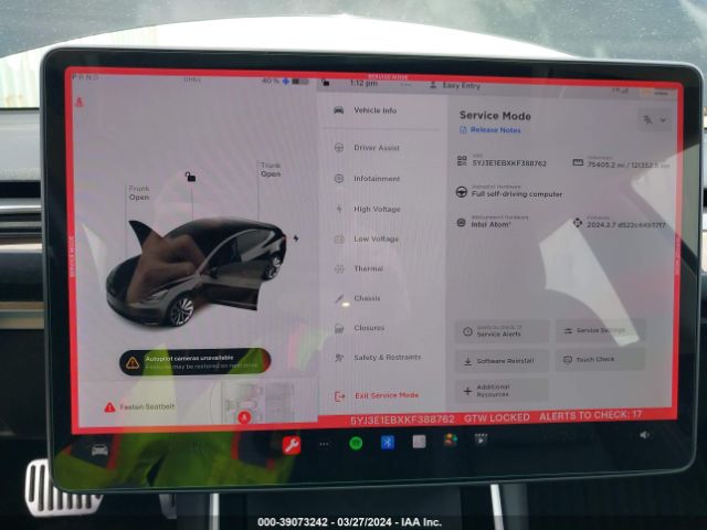 5YJ3E1EBXKF388762 Tesla Model 3 Long Range/performance