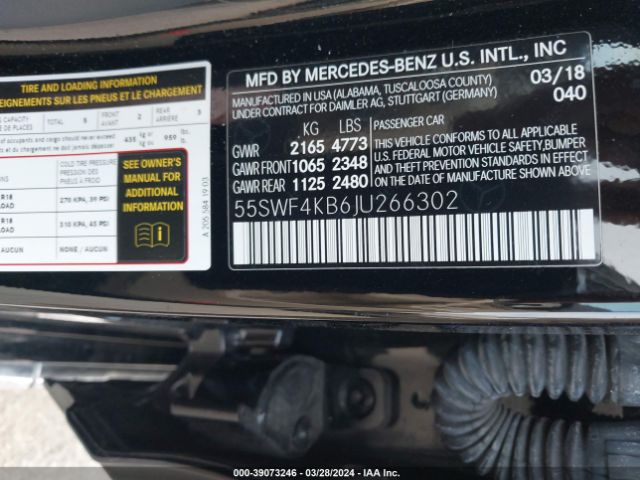 55SWF4KB6JU266302 Mercedes-Benz C 300 4matic