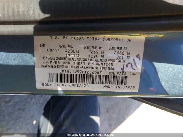 Mazda Mazda6 I Touring 2015 JM1GJ1V57F1206067 Image 9