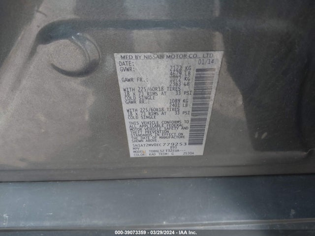 Nissan Rogue Sl 2014 5N1AT2MV0EC779253 Image 9