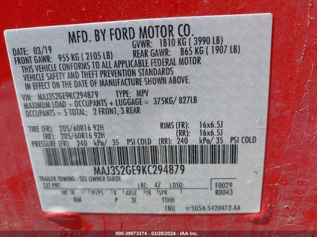 Ford Ecosport Se 2019 MAJ3S2GE9KC294879 Image 9