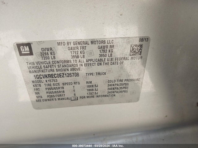 Chevrolet Silverado 1500 2lt 2014 1GCVKREC0EZ126708 Image 9