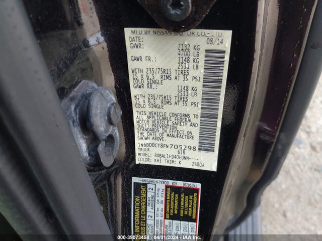 Nissan FRONTIER S 2015 1N6BD0CT8FN705298 Image 9