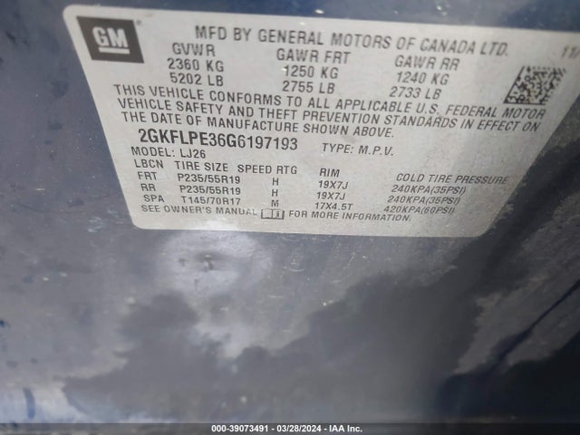 GMC Terrain Slt 2016 2GKFLPE36G6197193 Image 9