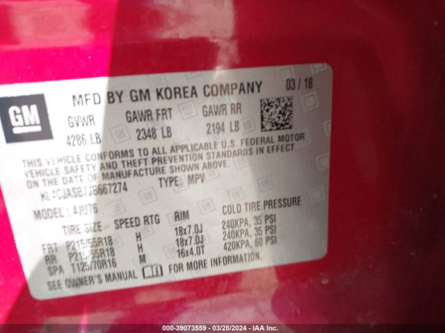 KL4CJASB7JB667274 Buick Encore Preferred