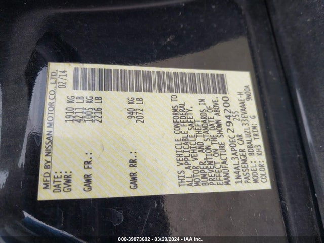 Nissan Altima 2.5 Sv 2014 1N4AL3AP0EC294200 Image 9