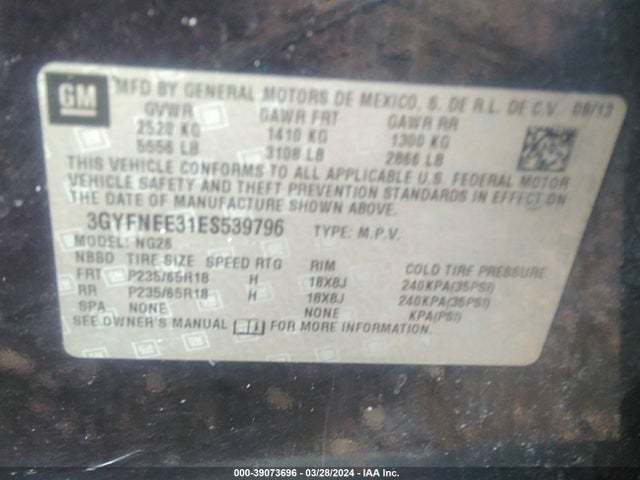 Cadillac Srx Luxury Collection 2014 3GYFNEE31ES539796 Image 9