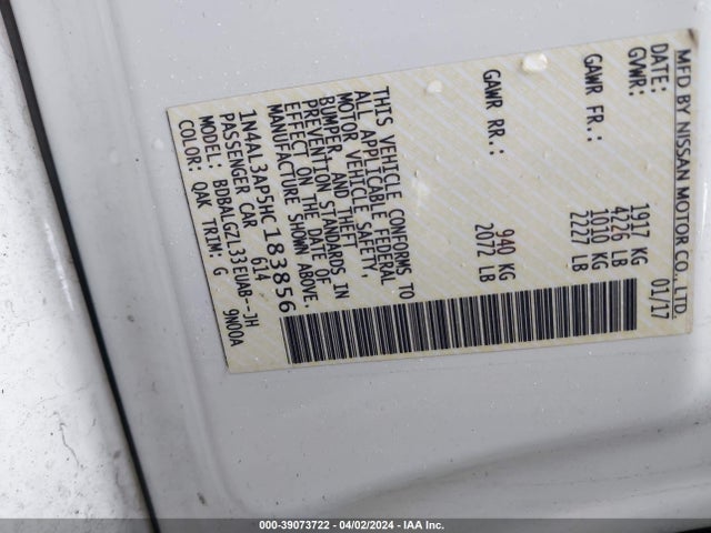 Nissan Altima 2.5 S 2017 1N4AL3AP5HC183856 Image 9