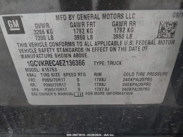 Chevrolet Silverado 1500 2lt 2014 1GCVKREC4EZ136366 Image 9