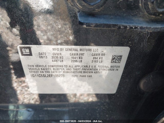 Chevrolet MALIBU 1LT 2014 1G11C5SL2EF105278 Image 9