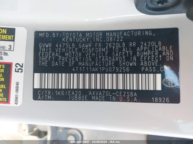 Toyota CAMRY SE 2023 4T1T11AK1PU079256 Image 9