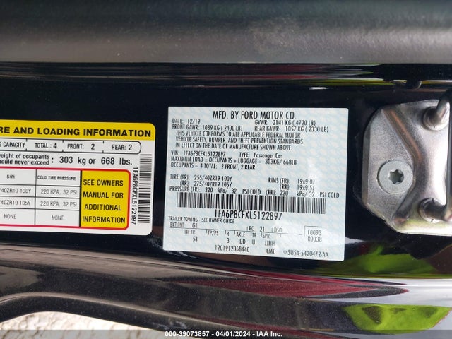 Ford Mustang Gt Premium Fastback 2020 1FA6P8CFXL5122897 Image 9