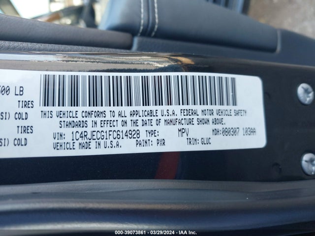 1C4RJECG1FC614928 Jeep Grand Cherokee Overland