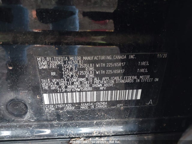 Toyota Rav4 Xle 2021 2T3P1RFV7MW158680 Image 9