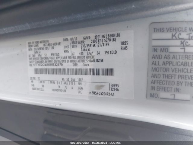 1FTYE2CM3KKB32479 Ford Transit-150