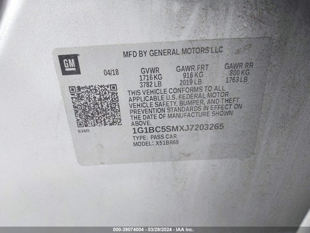 Chevrolet Cruze Ls Auto 2018 1G1BC5SMXJ7203265 Image 9